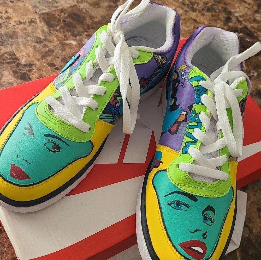 Nike custom handpainted shoes size 8 - Picture 3 of 6